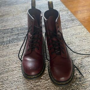 Dr Martens boots, red, 8 eye, size 5 UK/7US
